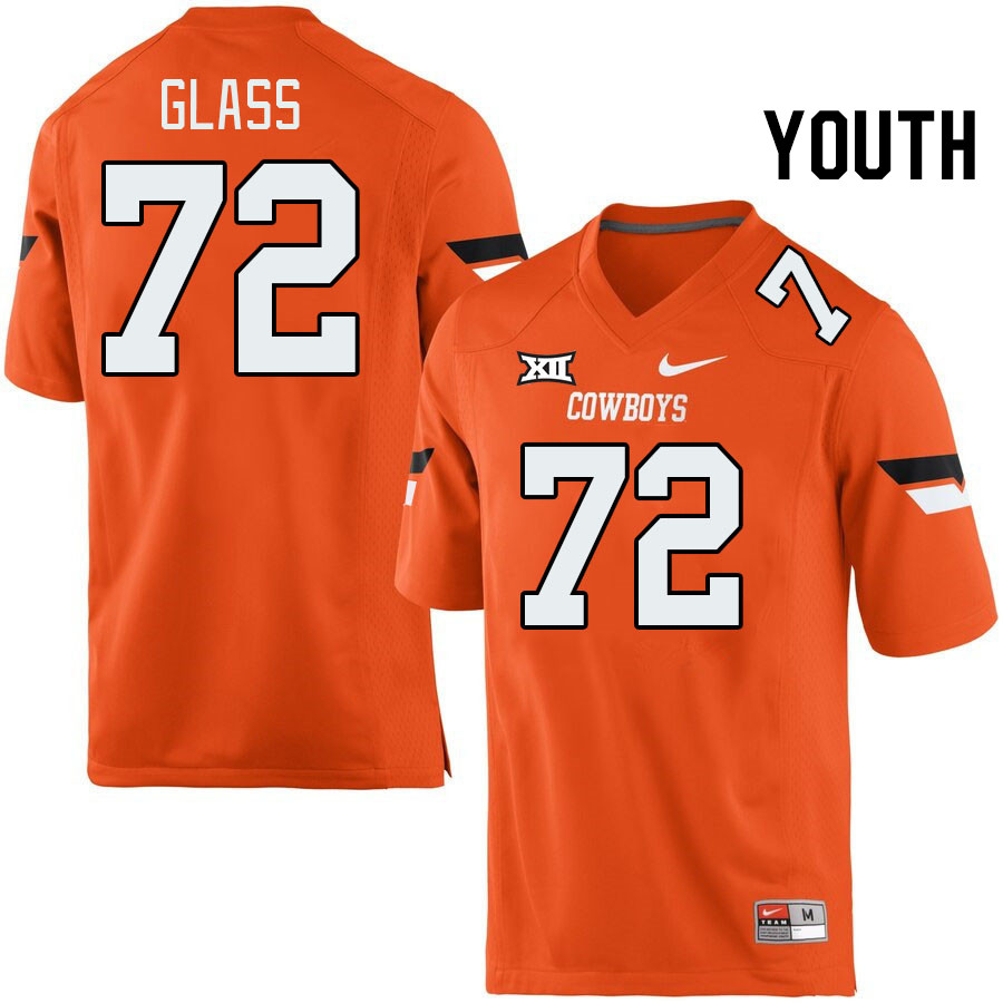 Youth #72 Isaia Glass Oklahoma State Cowboys College Football Jerseys Stitched-Retro Orange